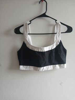 Reformation Black and White Cropped Scoop Tank